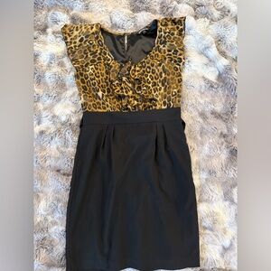 Express Black and Leopard Sheath Dress